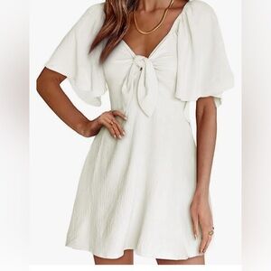 NWT Dokotoo ladies deep V neck, front bow tie mini dress size S.  Amazon $38.99
